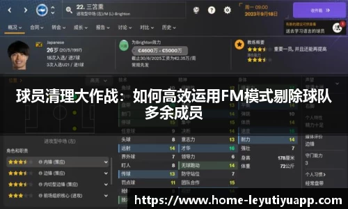 球员清理大作战：如何高效运用FM模式剔除球队多余成员