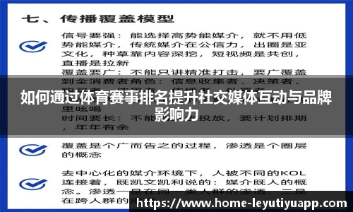 如何通过体育赛事排名提升社交媒体互动与品牌影响力